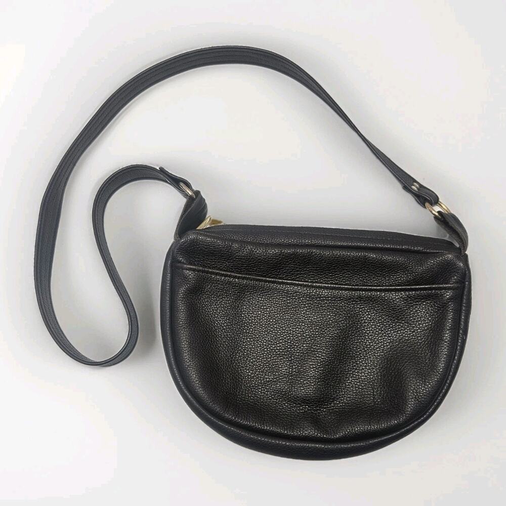 Vintage Chocolate Brown Leather Cross Body Crescent Purse Saddle Bag Classic